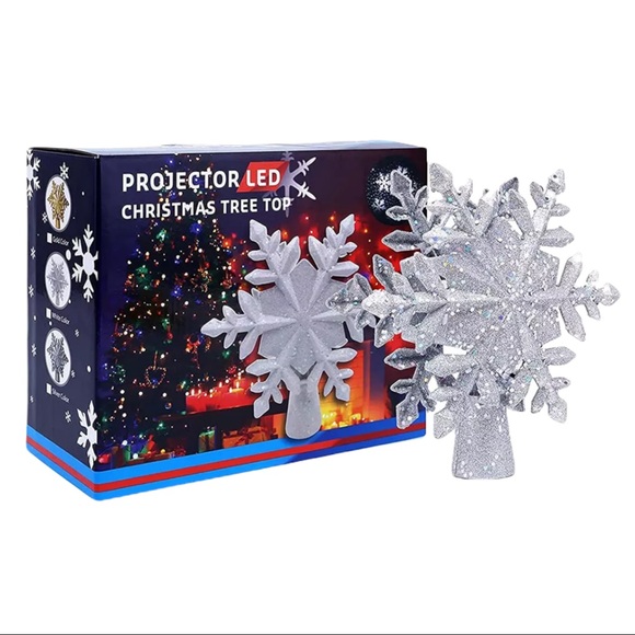 Holiday Christmas Projector Tree Topper Lighted With Led Rotating